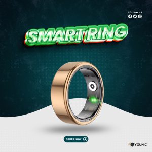 Smart Finger Ring for Fitness Tracking – With Magnetic Charging Cable – (Ring Size – 9) – Golden
